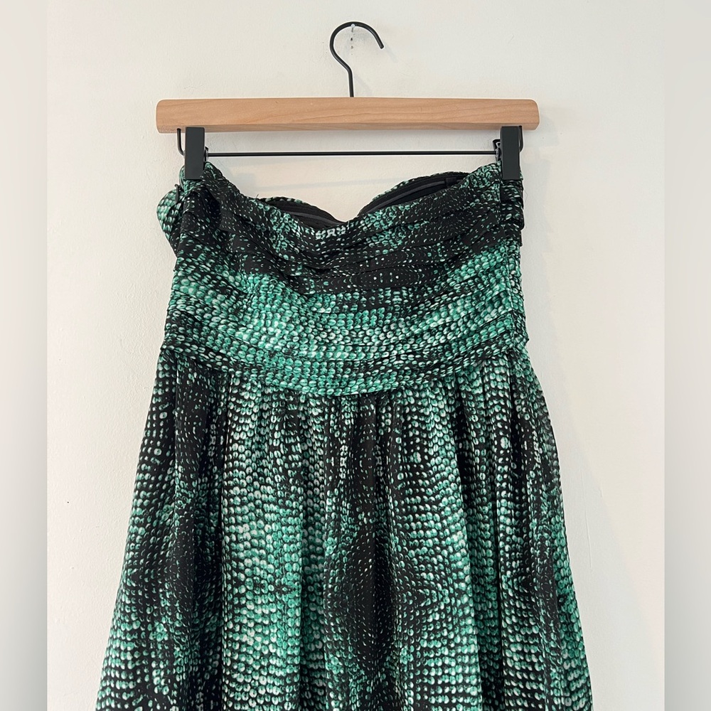 Anthropologie Moulinette Soeurs Vernalis green maxi dress strapless snakeskin 4P - Picture 9 of 16